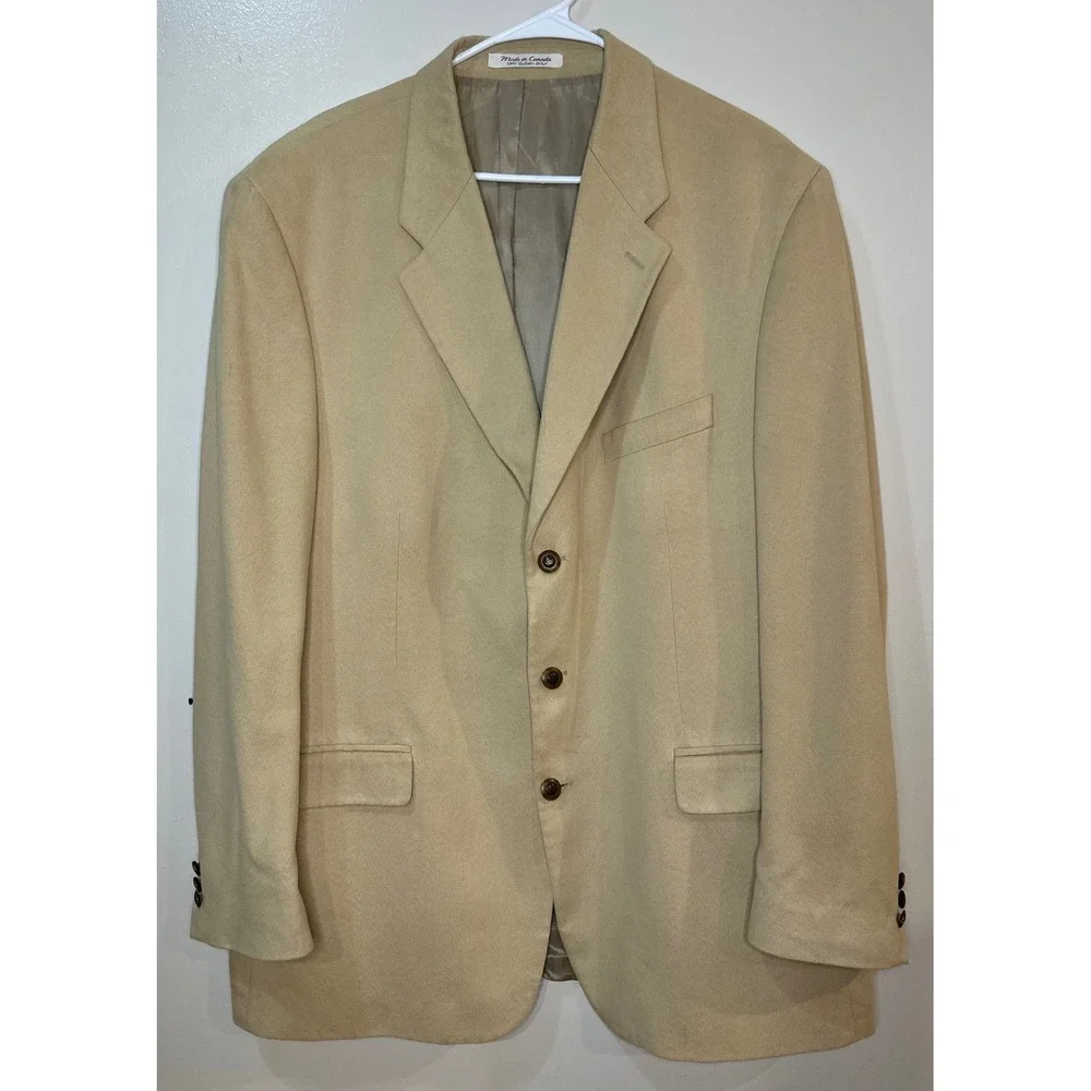 Lord‎ & Taylor Fifth Avenue Collection Mens Tan Microfiber Blazer Sport Coat 48